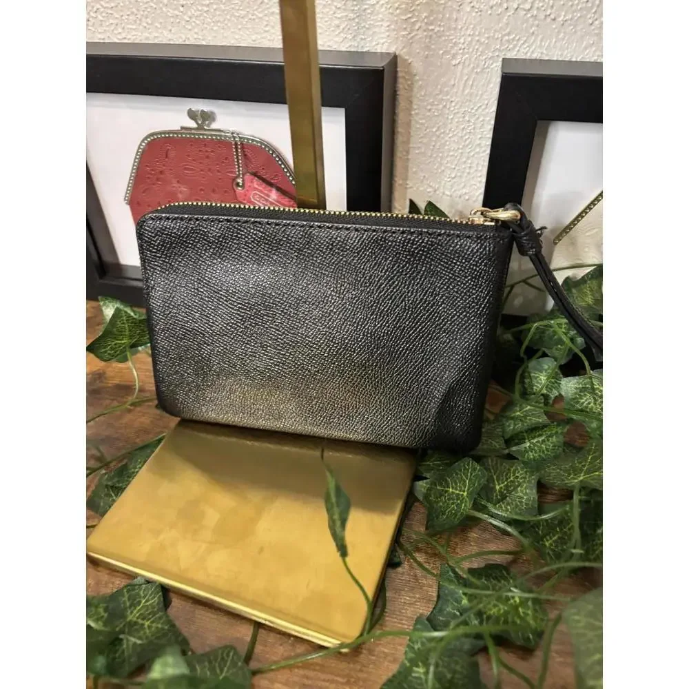 Coach Black Pebbled Wristlet